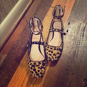 J Crew flats in leopard calf hair